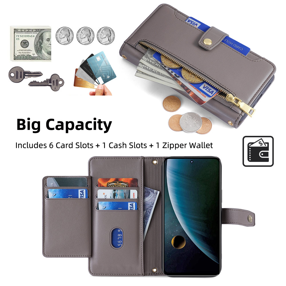 For ZTE Blade V30 Fully Wrapped PU Leather Stand Case Zipper Pocket Card Slots Flip Phone Cover with Wrist Strap and Shoulder Strap For ZTE Blade V30 Fully Wrapped PU Leather Stand Case Zipper Pocket Card Slots Flip Phone Cover with Wrist Strap and Shoulder Strap
